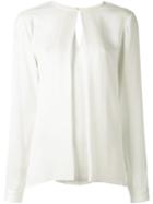 Michael Michael Kors Pleated Front Blouse, Women's, Size: Large, Nude/neutrals, Silk