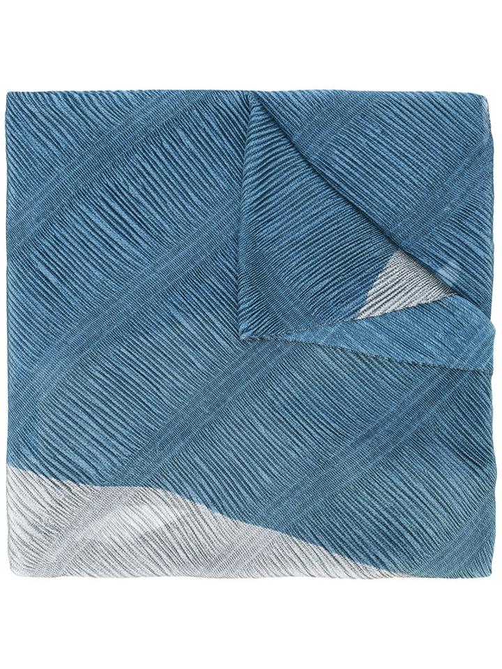 Floral Pleated Scarf - Women - Polyester - One Size, Blue, Polyester, Armani Collezioni