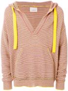 Laneus Striped Hooded Jumper - Red