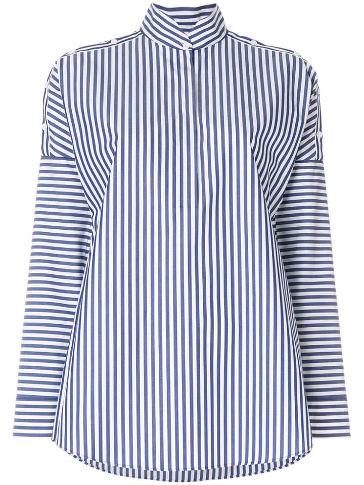 Akris Striped Stand-collar Shirt - White