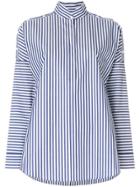 Akris Striped Stand-collar Shirt - White