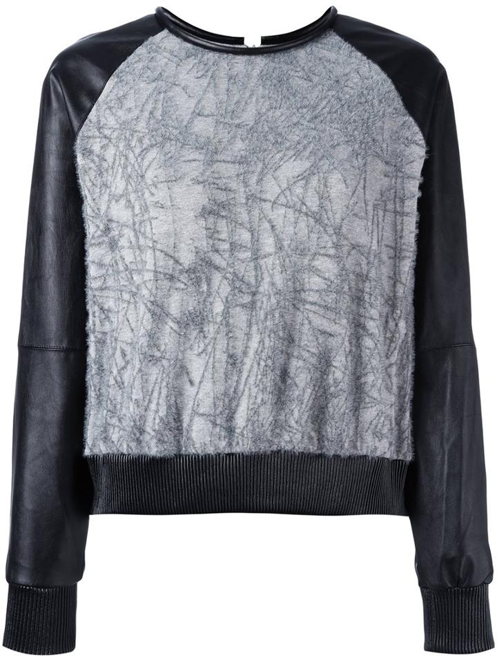 Cristiano Burani Leather Sleeves Sweatshirt