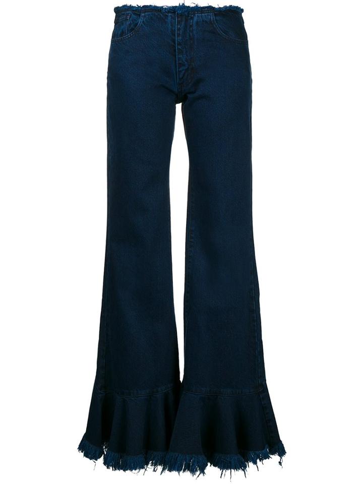 Marques'almeida Frayed Denim Flares, Women's, Size: 10, Blue, Cotton