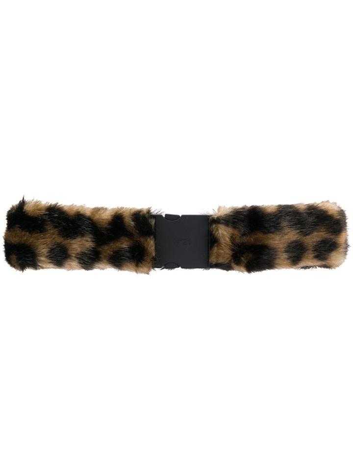 Nº21 Faux Fur Elasticated Belt - Brown