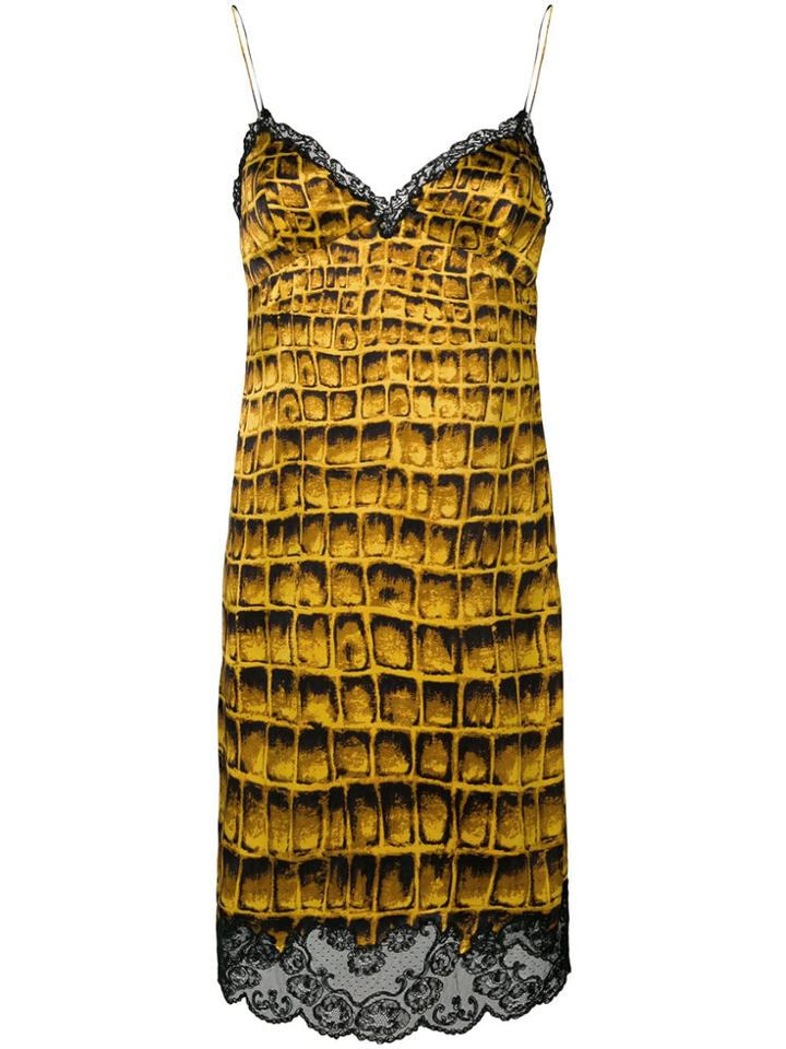 Versace Crocodile Scale Print Dress - Yellow & Orange