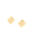 Chanel Pre-owned Cc Diamond-shape Earrings - Gold