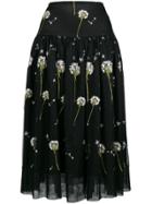 Blugirl Dandelion Embroidered Midi Skirt - Black