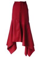 Marques'almeida Flared Asymmetric Skirt, Women's, Size: 10, Red, Silk/virgin Wool