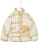 Young Versace Greca Print Padded Jacket, Girl's, Size: 6 Yrs, White