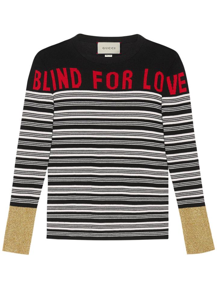 Gucci Blind For Love Striped Knit Top - Black