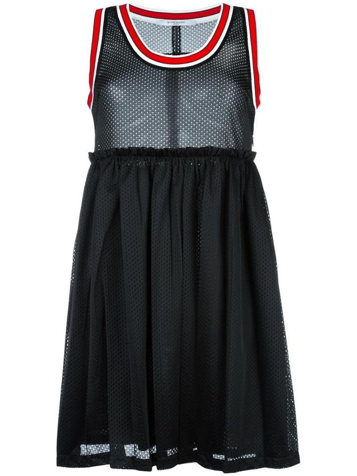 Givenchy Striped Trim Mesh Dress, Women's, Size: 36, Black, Polyester/cotton/acetate/silk