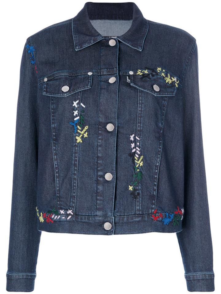 Love Moschino Embroidered Denim Jacket - Blue