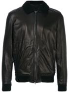 Salvatore Santoro Elasticated Detail Leather Jacket - Black