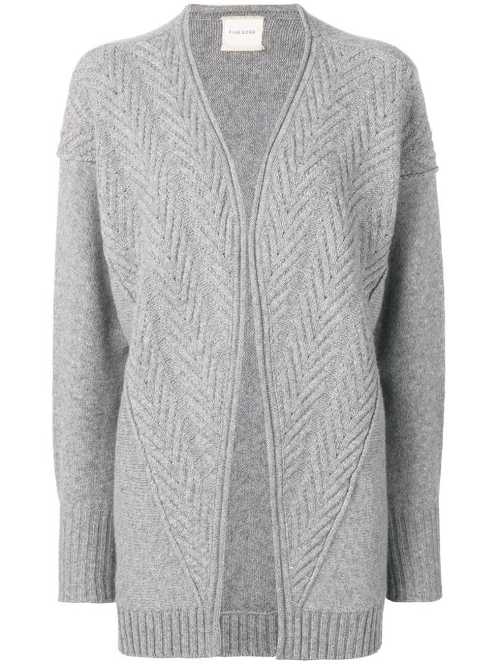 Fine Edge Open Short Cardigan - Grey