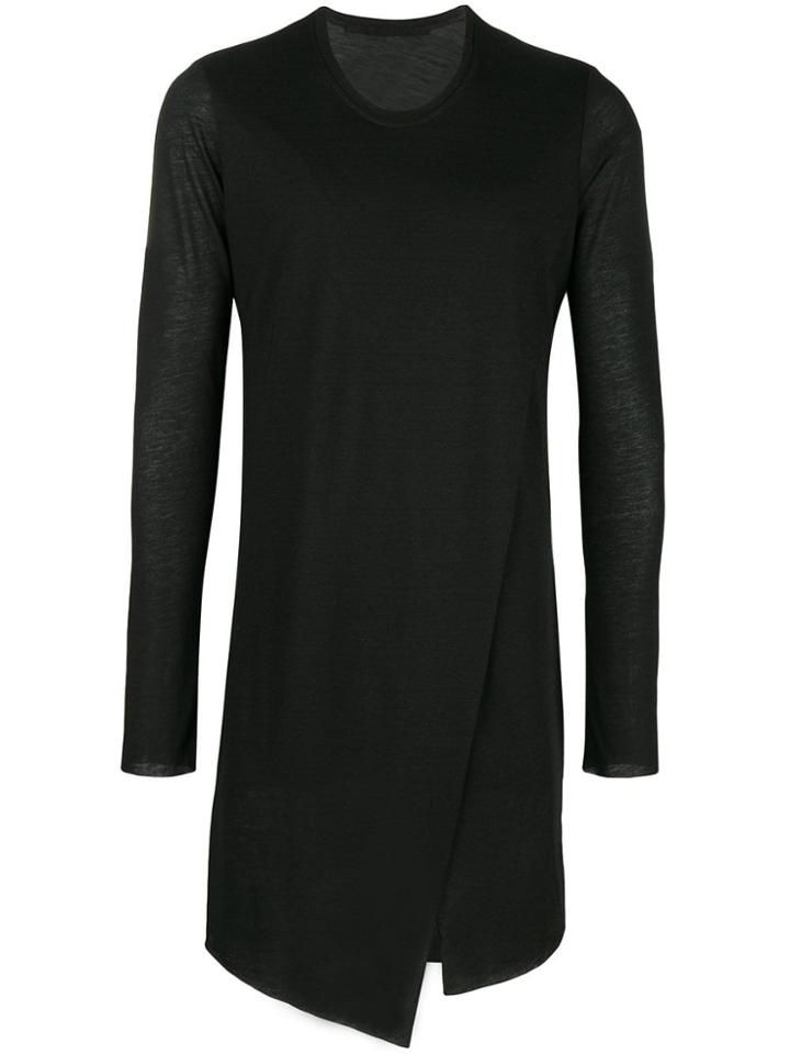 Julius Asymmetric Slit Longline Top - Black