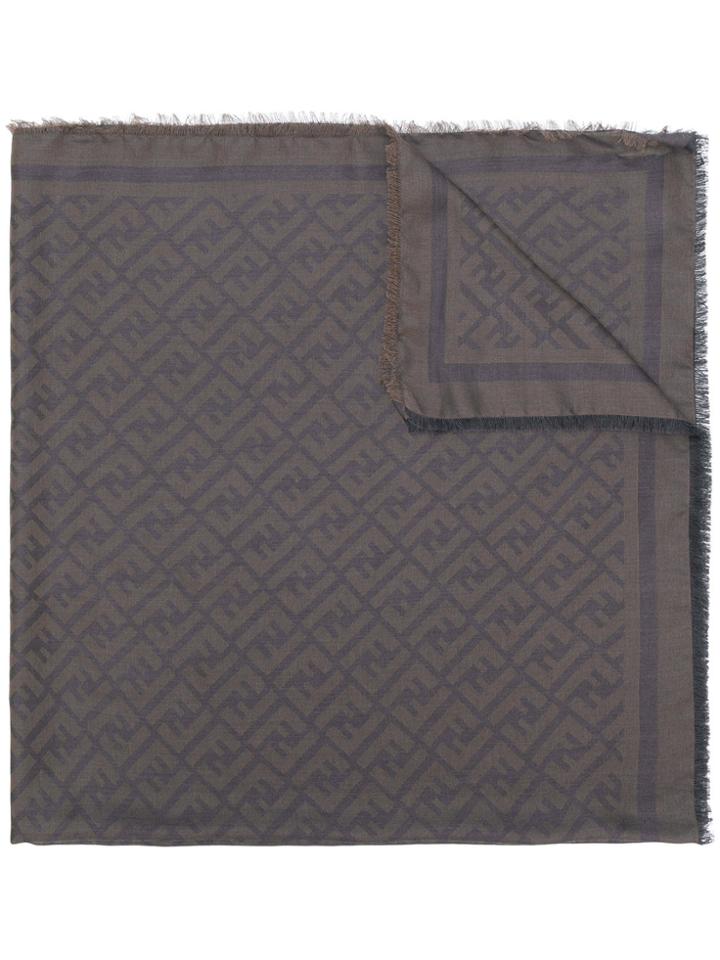 Fendi Logo Print Scarf - Brown