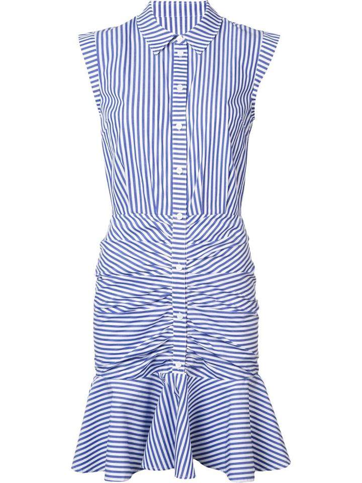 Veronica Beard Striped Ruched Shirt Dress - Blue