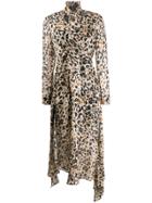 Pinko Leopard Print Plissé Dress - Neutrals