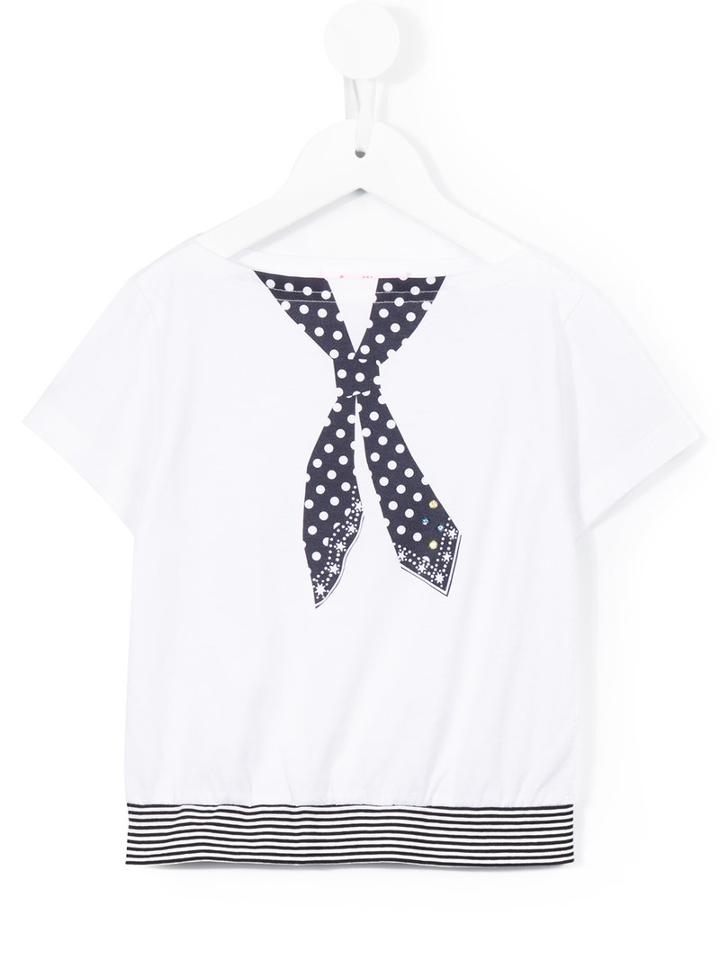 Familiar - Scarf Print T-shirt - Kids - Cotton - 10 Yrs, Girl's, White