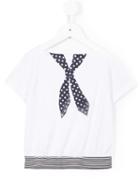 Familiar - Scarf Print T-shirt - Kids - Cotton - 10 Yrs, Girl's, White