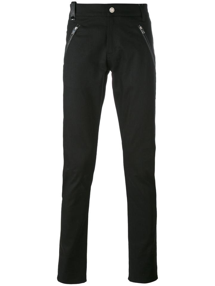 Alexander Mcqueen - Leather Patch Pocket Jeans - Men - Cotton/leather/spandex/elastane - 46, Black, Cotton/leather/spandex/elastane