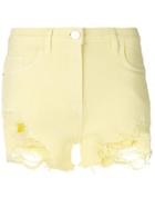 Elisabetta Franchi Denim Ripped Shorts - Yellow & Orange