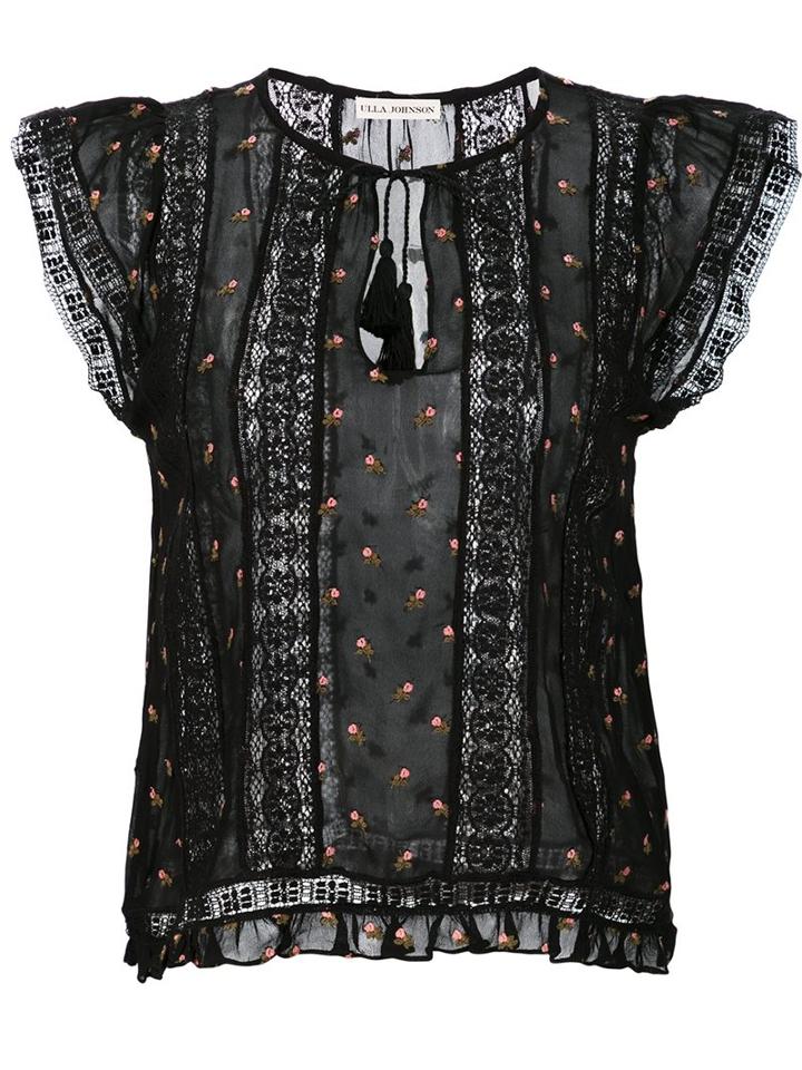Ulla Johnson Printed Peasant Blouse, Women's, Size: Xs, Black, Viscose