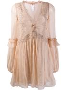 Ermanno Scervino Embroidered Ruffle Mini Dress - Pink