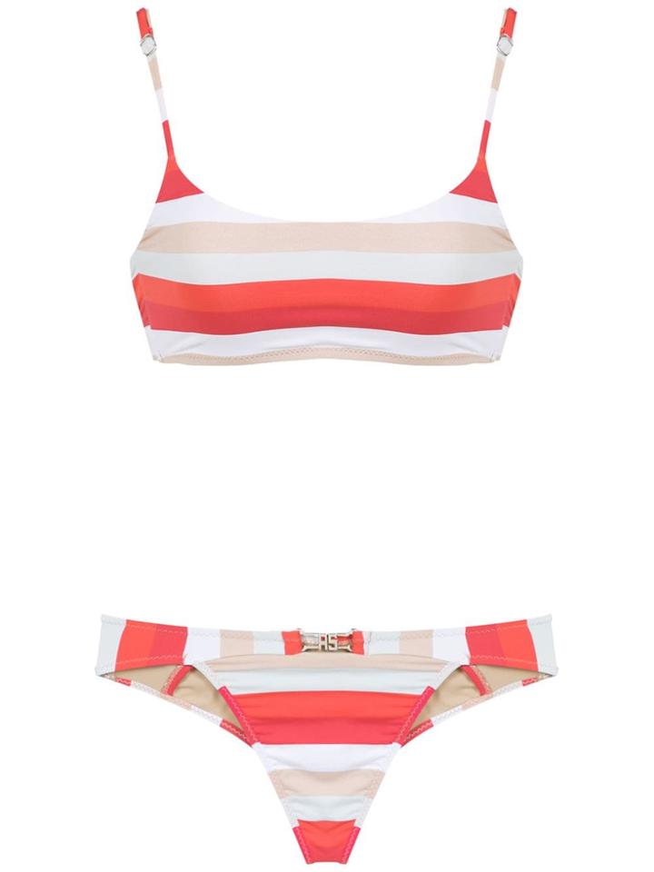 Amir Slama Striped Bikini Set - Red