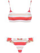 Amir Slama Striped Bikini Set - Red