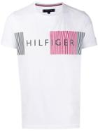 Tommy Hilfiger Striped Logo Print T-shirt - White