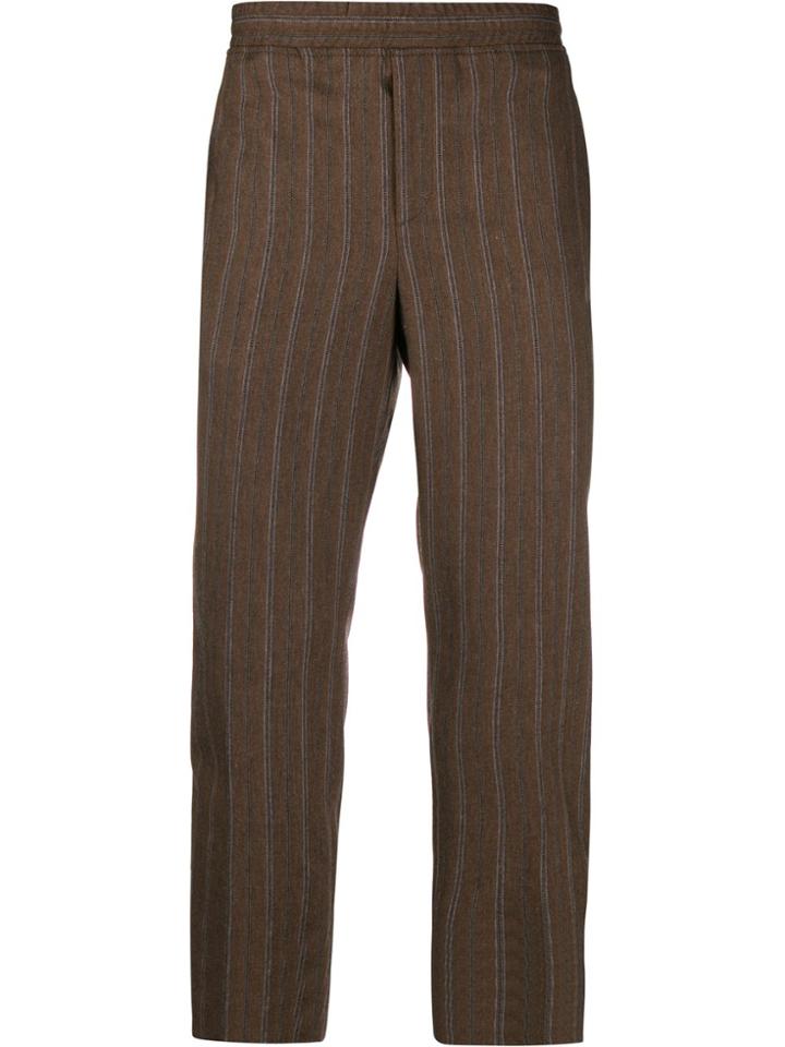 Neil Barrett Striped Pattern Drawstring Trousers - Brown