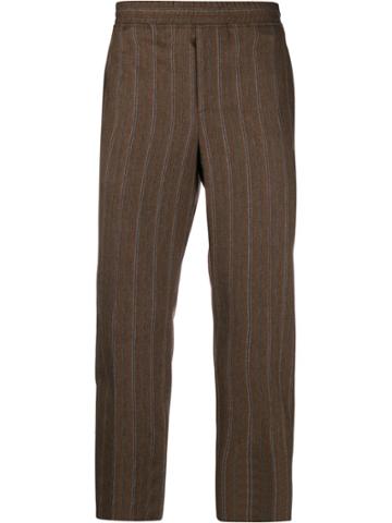 Neil Barrett Striped Pattern Drawstring Trousers - Brown