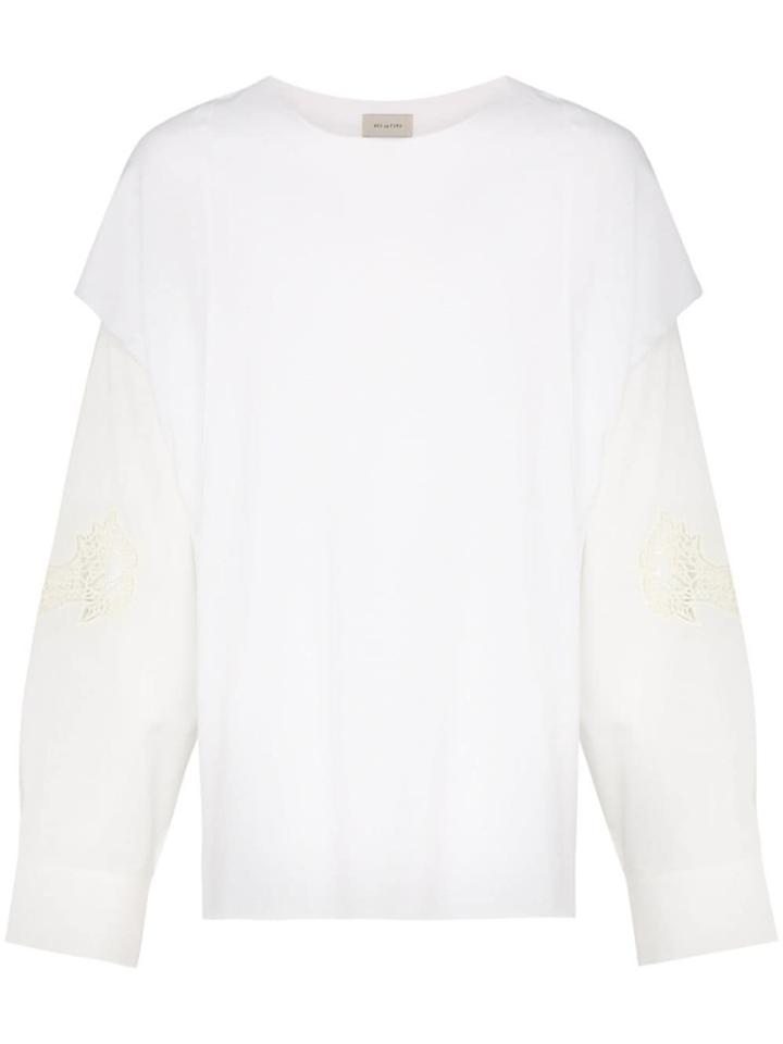 Bed J.w. Ford Lace Panels Long-sleeve T-shirt - White