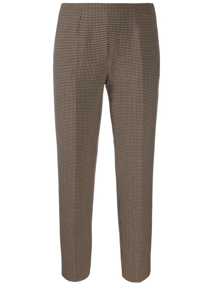 Piazza Sempione Checked Cropped Trousers - Brown