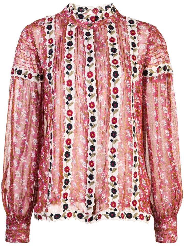Sea Sheer Floral Blouse - Pink