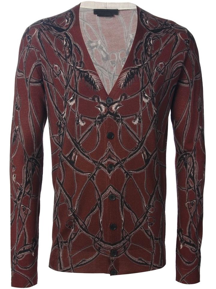 Alexander Mcqueen - Vine Print Cardigan - Men - Silk/wool - S, Red, Silk/wool