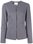 Erika Cavallini Collarless Fitted Jacket, Women's, Size: 42, Grey, Polyester/spandex/elastane/virgin Wool/polyester
