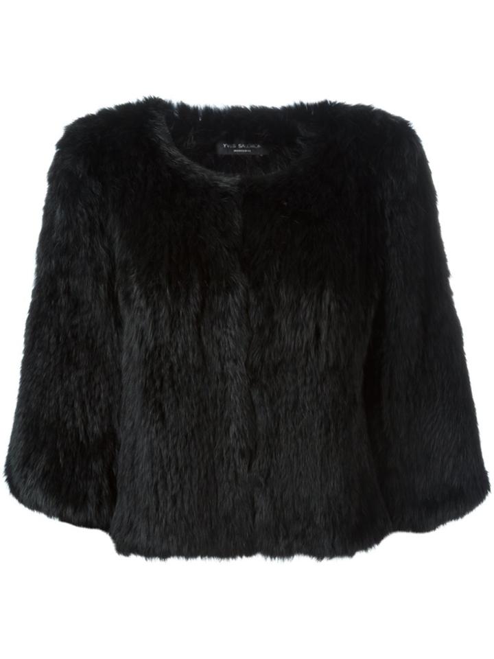 Yves Salomon Short Rabbit Fur Jacket - Black
