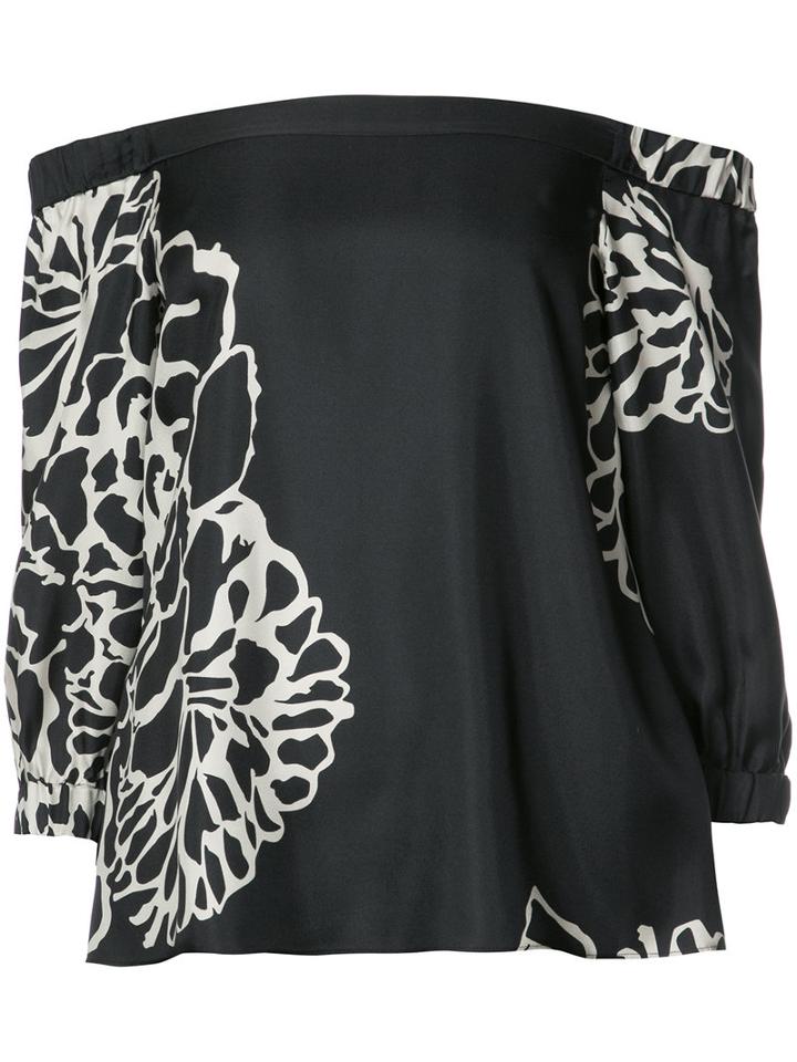 Tibi Orla Bloom Blouse, Women's, Size: 4, Black, Silk