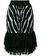 Balmain Zebra Printed Skirt - Black