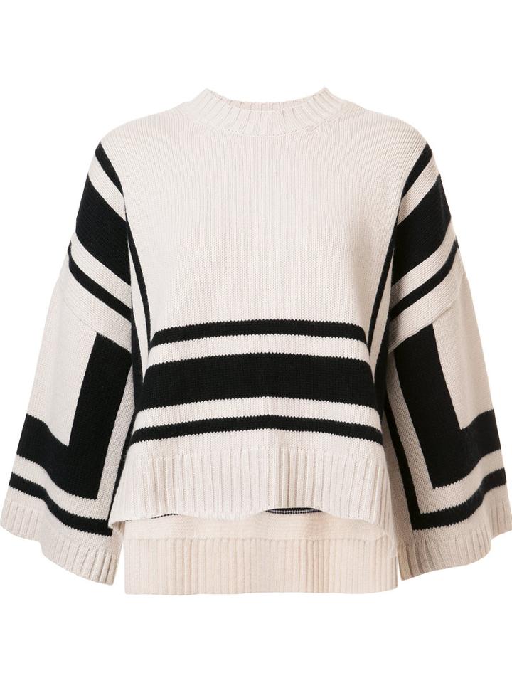 Derek Lam 10 Crosby Geometric Pattern Knitted Blouse, Size: Medium, Nude/neutrals, Wool