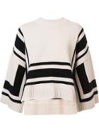 Derek Lam 10 Crosby Geometric Pattern Knitted Blouse, Size: Medium, Nude/neutrals, Wool