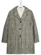 Simonetta Teen Checked Woven Coat - Neutrals