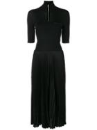 Prada Bi-material Short Sleeve Dress - Black