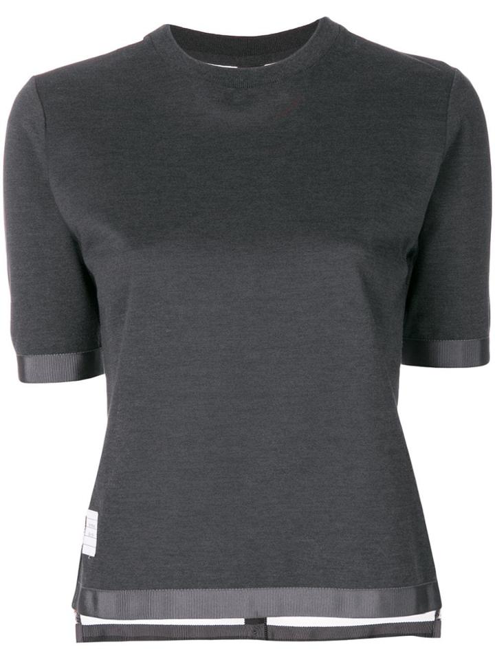 Thom Browne Pique Sheer Back Short Sleeve Tee Shirt - Grey