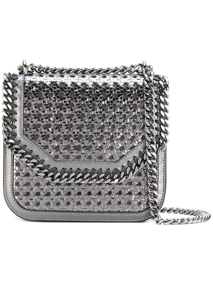 Stella Mccartney - Wicker Falabella Box Shoulder Bag - Women - Cotton/polyester/polyurethane/artificial Leather - One Size, Grey, Cotton/polyester/polyurethane/artificial Leather