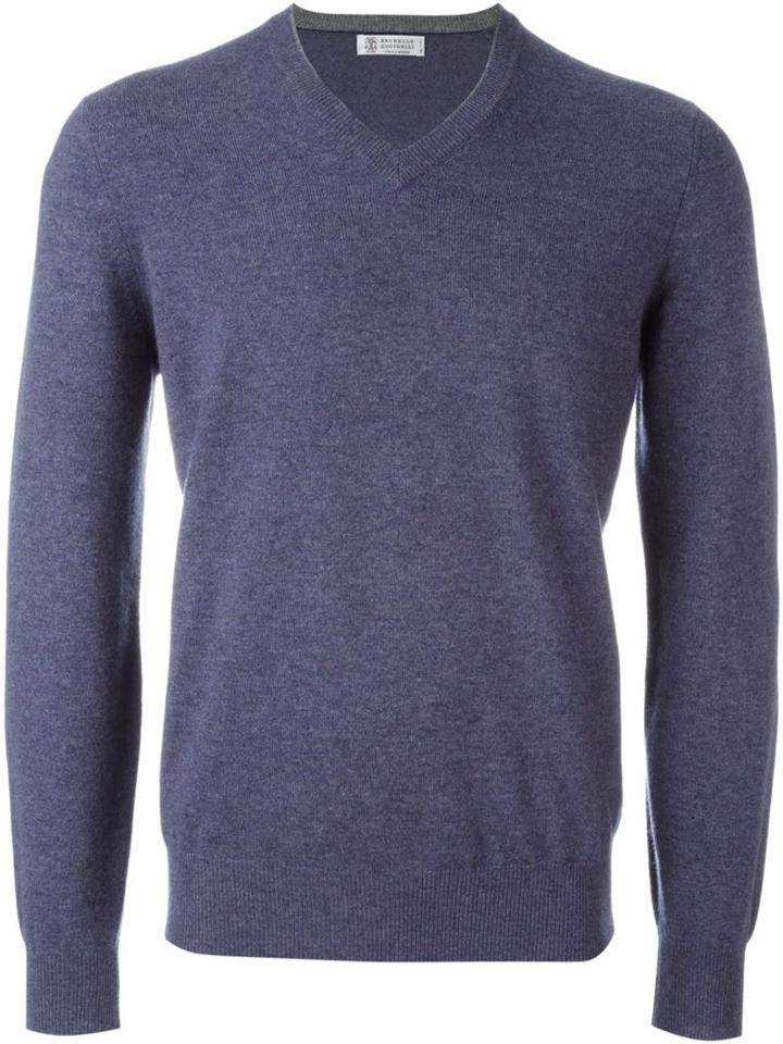 Brunello Cucinelli V-neck Jumper, Men's, Size: 50, Pink/purple, Silk/cashmere/virgin Wool