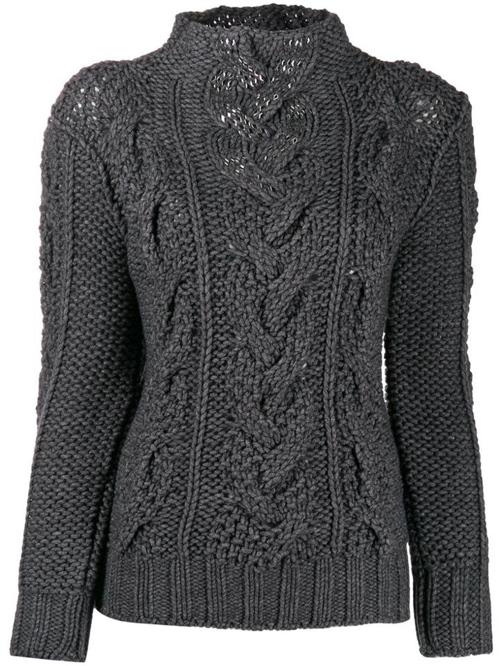 Ermanno Scervino Cable-knit Slim-fit Jumper - Grey