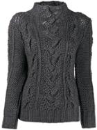 Ermanno Scervino Cable-knit Slim-fit Jumper - Grey